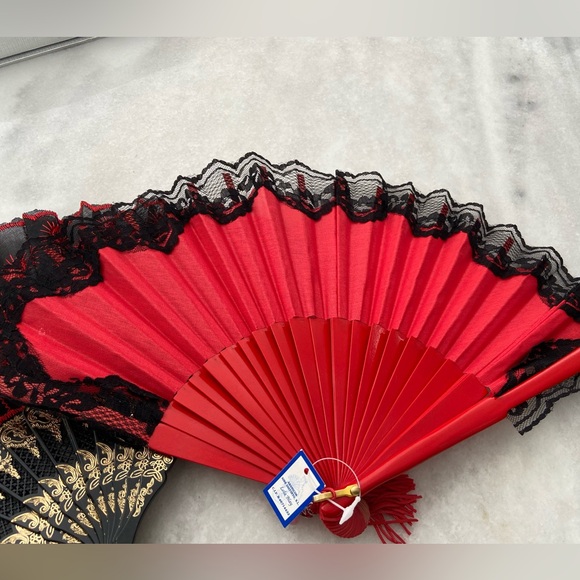 Embroidered Sequins Fabric Handheld Folding Fan for Women Girls Flamenco Dancer - Picture 7 of 9